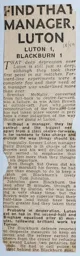Match Report: Luton Town FC vs Blackburn Rovers (13th Dec 1958)