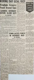 Match Report: Luton Town FC vs Arsenal (26th Dec 1958)