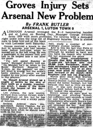 Match Report: Arsenal vs Luton Town FC (27th Dec 1958)