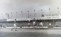 Allan Brown gets his head to the ball