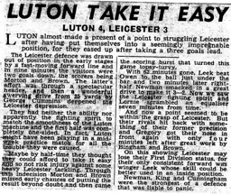 Match Report: Luton Town FC vs Leicester City (21st Feb 1959)
