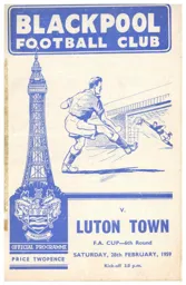 Programme: Blackpool vs Luton Town FC (28th Feb 1959)
