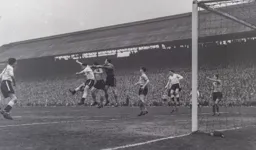 Bob Morton and Allan Brown put the City goal under pressure