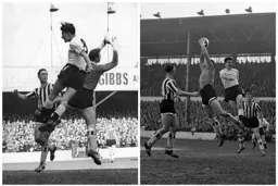 Which ever way you look at it Bryan Harvey takes the ball off the head of Gordon Turner