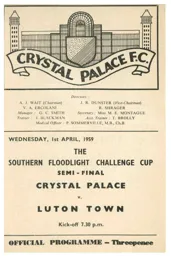 Programme: Crystal Palace vs Luton Town FC (1st Apr 1959)