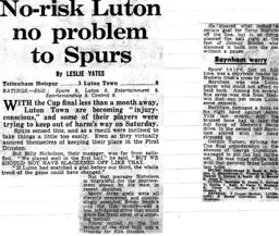 Match Report: Tottenham Hotspur vs Luton Town FC (4th Apr 1959)