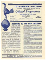 Programme: Tottenham Hotspur vs Luton Town FC (4th Apr 1959)