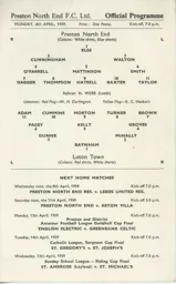 Programme: Preston North End vs Luton Town FC (6th Apr 1959)