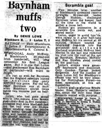 Match Report: Blackburn Rovers vs Luton Town FC (20th Apr 1959)