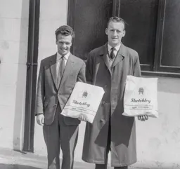 Billy Bingham and Ron Baynham in 1959 style sponsorship