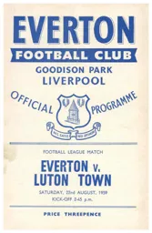 Programme: Everton vs Luton Town FC (22nd Aug 1959)