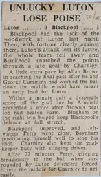 Match Report: Luton Town FC vs Blackpool (26th Aug 1959)