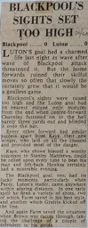 Match Report: Blackpool vs Luton Town FC (31st Aug 1959)