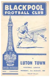Programme: Blackpool vs Luton Town FC (31st Aug 1959)