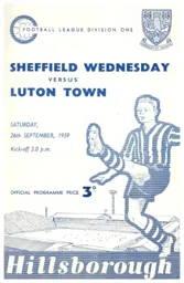 Programme: Sheffield Wednesday vs Luton Town FC (26th Sep 1959)