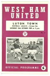 Programme: West Ham United vs Luton Town FC (10th Oct 1959)