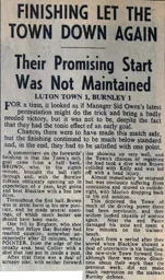 Match Report: Luton Town FC vs Burnley (31st Oct 1959)