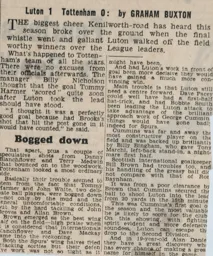 Match Report: Luton Town FC vs Tottenham Hotspur (14th Nov 1959)
