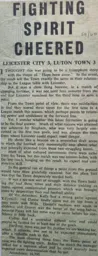 Match Report: Leicester City vs Luton Town FC (5th Dec 1959)