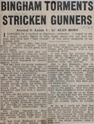 Match Report: Arsenal vs Luton Town FC (26th Dec 1959)