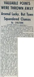 Match Report: Luton Town FC vs Arsenal (28th Dec 1960)