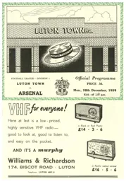 Programme: Luton Town FC vs Arsenal (28th Dec 1960)