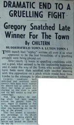 Match Report: Huddersfield Town vs Luton Town FC (30th Jan 1960)