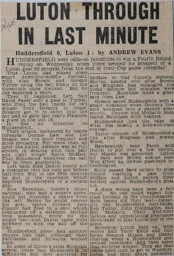 Match Report: Huddersfield Town vs Luton Town FC (30th Jan 1960)