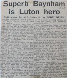 Match Report: Nottingham Forest vs Luton Town FC (6th Feb 1960)