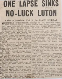 Match Report: Luton Town FC vs Sheffield Wednesday (13th Feb 1960)
