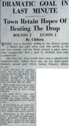 Match Report: Bolton Wanderers vs Luton Town FC (9th Mar 1960)
