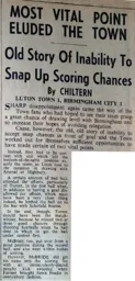 Match Report: Luton Town FC vs Birmingham City (26th Mar 1960)