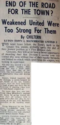 Match Report: Luton Town FC vs Manchester United (9th Apr 1960)
