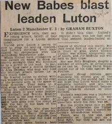 Match Report: Luton Town FC vs Manchester United (9th Apr 1960)