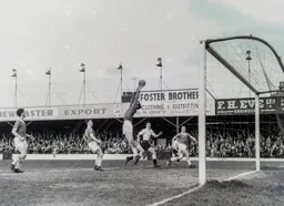 Gordon Turner waits for the goalkeeper to drop the ball