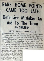 Match Report: Luton Town FC vs West Ham United (23rd Apr 1960)