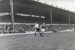 Mike Tracey has the beating of West Ham's Noel Cantwell