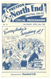 Programme: Preston North End vs Luton Town FC (30th Apr 1960)