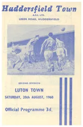 Programme: Huddersfield Town vs Luton Town FC (20th Aug 1960)