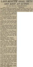 Match Report: Luton Town FC vs Portsmouth (24th Aug 1960)