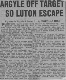 Match Report: Plymouth Argyle vs Luton Town FC (3rd Sep 1960)