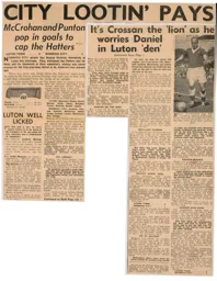 Match Report: Luton Town FC vs Norwich City (10th Sep 1960)