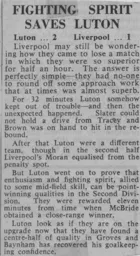 Match Report: Luton Town FC vs Liverpool (14th Sep 1960)