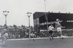 Gordon Turner about to head the ball
