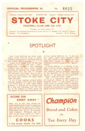 Programme: Stoke City vs Luton Town FC (1st Oct 1960)