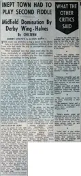 Match Report: Derby County vs Luton Town FC (15th Oct 1960)