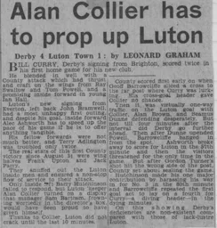 Match Report: Derby County vs Luton Town FC (15th Oct 1960)