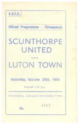 Programme: Scunthorpe United vs Luton Town FC (29th Oct 1960)