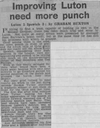 Match Report: Luton Town FC vs Ipswich Town (5th Nov 1960)