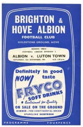 Programme: Brighton & Hove Albion vs Luton Town FC (12th Nov 1960)